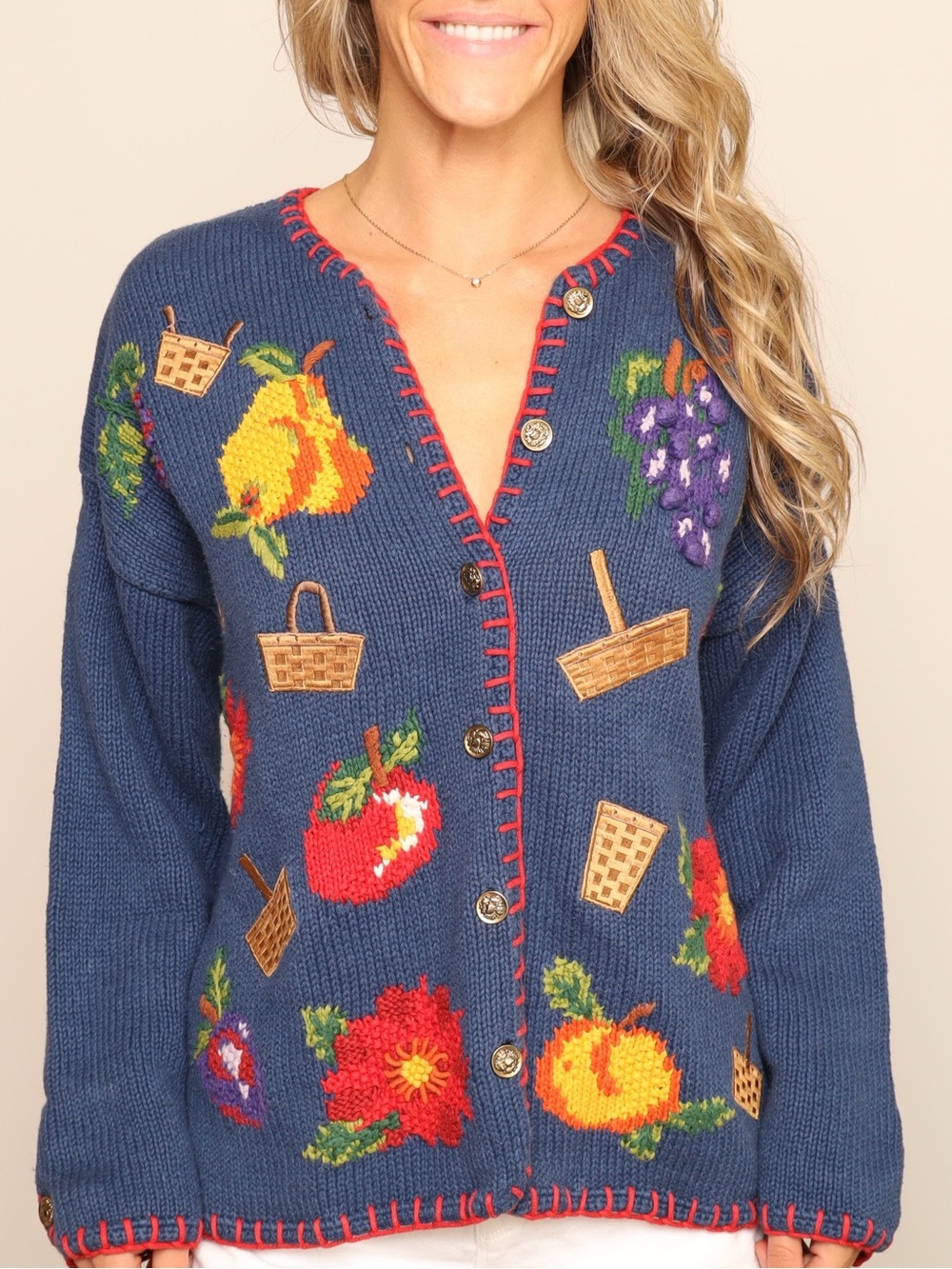 RARE Vintage EUC Heirloom Longaberger Basket Knit Sweater - Picture 4 of 5